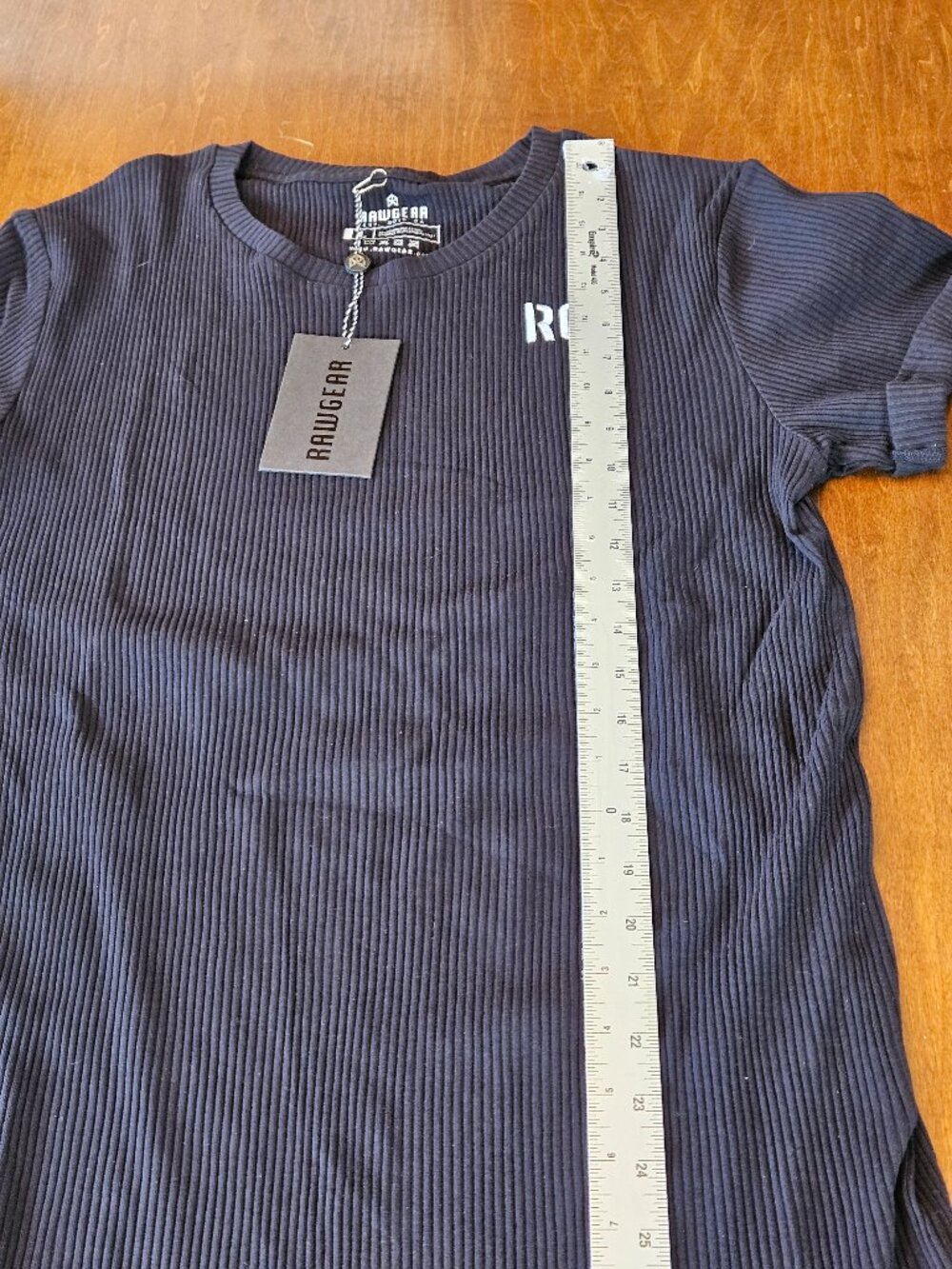 RawGear Men's Ribbed T-Shirt, Black, Sz L - Picture 10 of 12